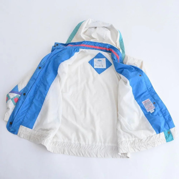 Vintage 90's London Fog White &  Blue Zip Up Light Jacket Size Medium - Picture 15 of 15